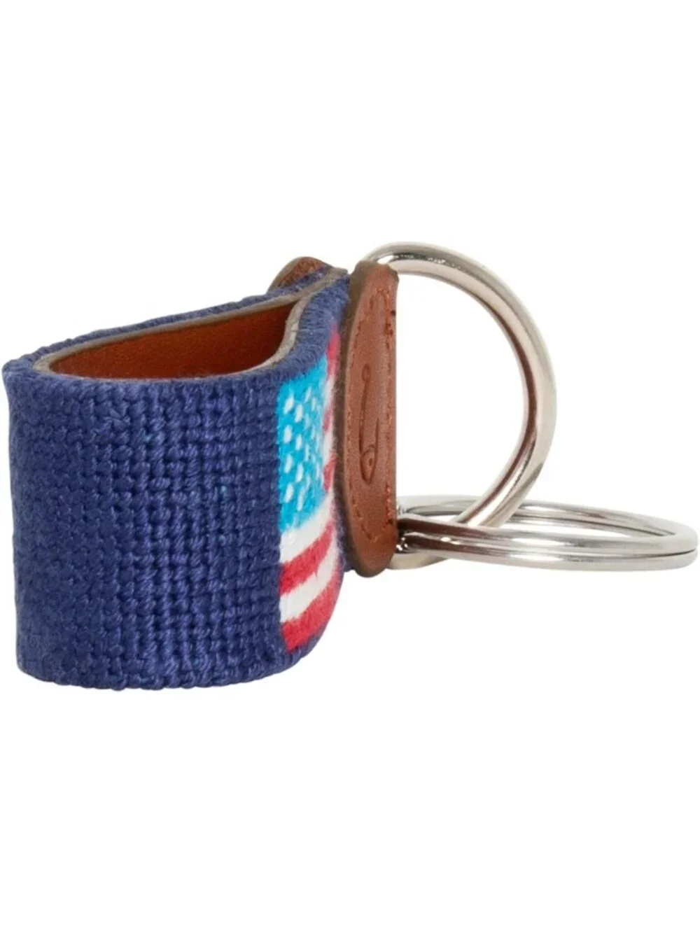 Hand-Stitched Leather Needlepoint Key Fob | Stylish Key Chain Accessory